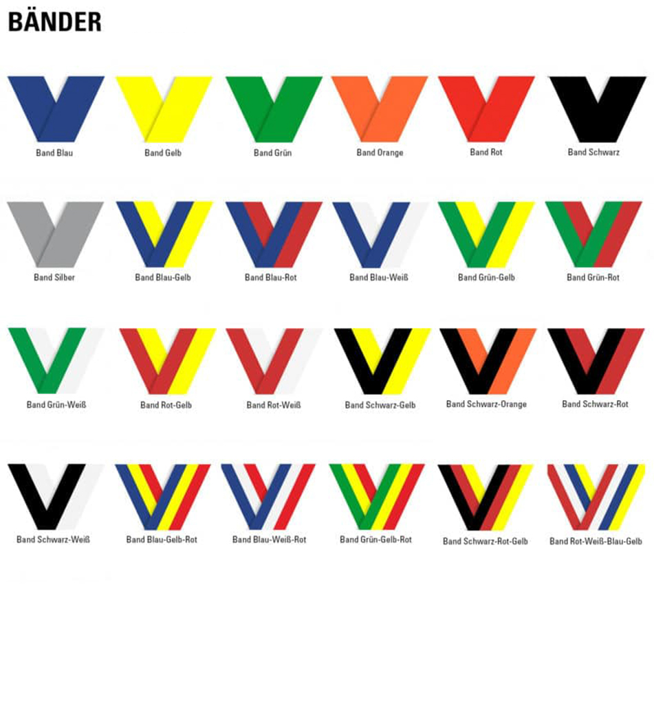 Karnevalsorden mit hochwertigen Bändern in verschiedenen Farben (Bänder-Beispiel)